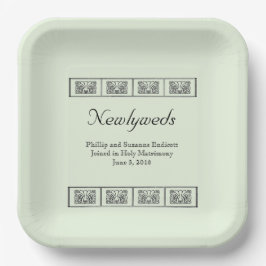 Art Deco Blume Border Wedding Keepake Pappteller