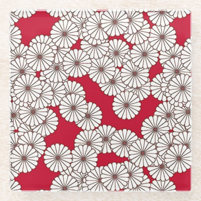 Art-Deco-Blume Glasuntersetzer (Vorderseite)