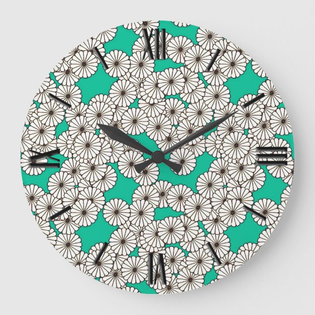 Art-Déco-Blume Große Wanduhr (Vorderseite)