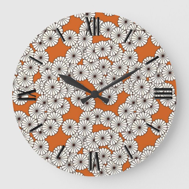 Art-Deco-Blume Große Wanduhr (Vorderseite)