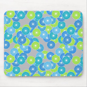 Art Deco Blume Muster - blau und lila grün Mousepad