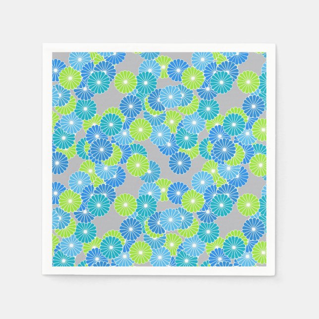 Art Deco Blume Muster - blau und lila grün Serviette (Vorderseite)