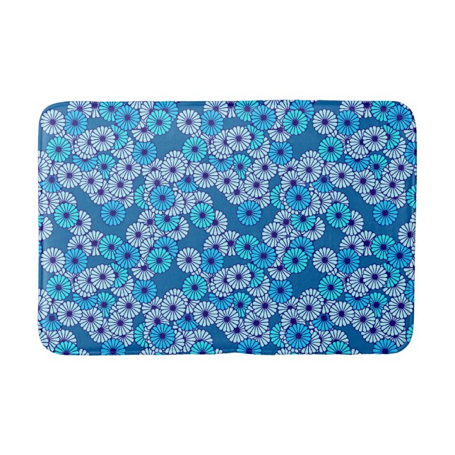 Art Deco Blume Muster - Blautöne Badematte (Vorderseite)
