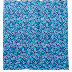Art Deco Blume Muster - Blautöne Duschvorhang
