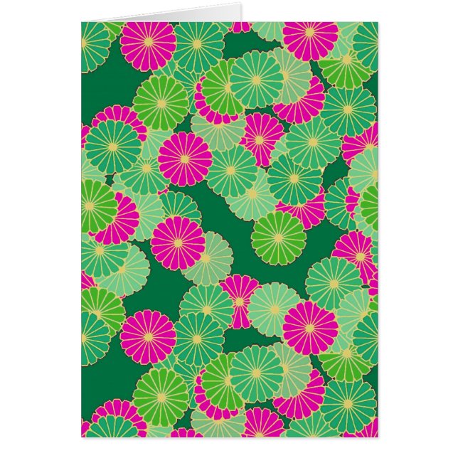 Art Deco Blume Muster - Grüntöne, Fuchsia (Vorne)