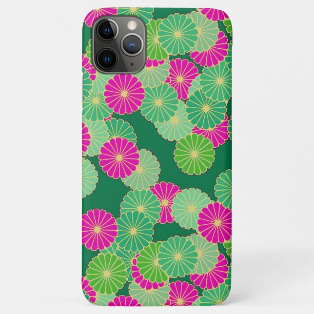Art Deco Blume Muster - Grüntöne, Fuchsia Case-Mate iPhone Hülle (Rückseite)