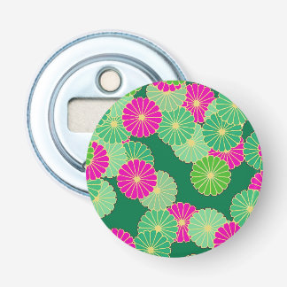 Art Deco Blume Muster - Grüntöne, Fuchsia Flaschenöffner
