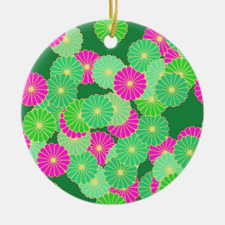 Art Deco Blume Muster - Grüntöne, Fuchsia Keramikornament
