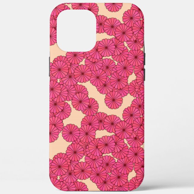 Art Deco Blume Muster - rosa und pfirsichfarben Case-Mate iPhone Hülle (Rückseite)