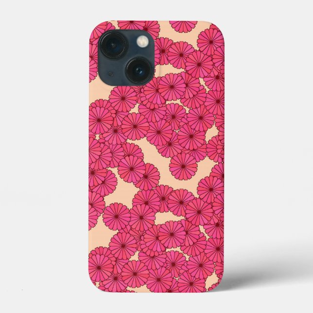 Art Deco Blume Muster - rosa und pfirsichfarben Case-Mate iPhone Hülle (Rückseite)
