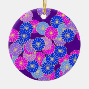 Art Deco Blume Muster - violett, blau und lila Keramik Ornament