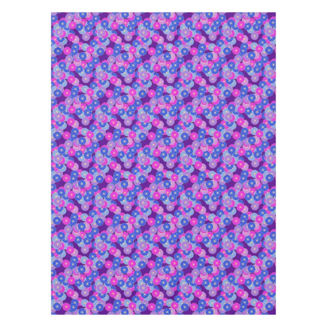 Art Deco Blume Muster - violett, blau und lila Tischdecke (Vorderseite)