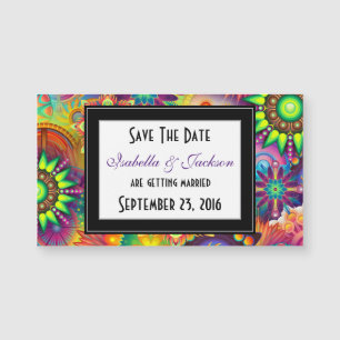Art Deco Blume PatternWedding Save the Date Magnetkarte