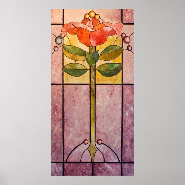 Art-Deco-Blume Poster (Vorne)