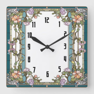 Art Deco-Blume Quadratische Wanduhr