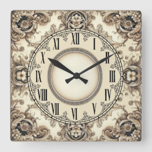 Art Deco-Blume Quadratische Wanduhr