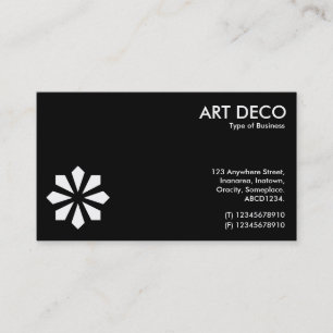 Art Deco Blume Symbol - Schwarz Visitenkarte