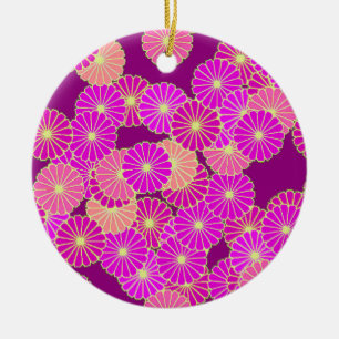 Art-Déco-Blume - Violett-, Korallenfarben Keramikornament