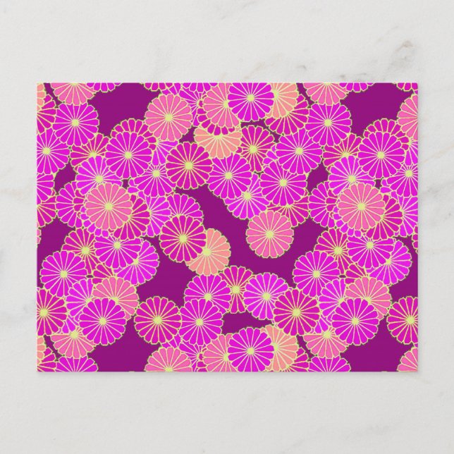 Art-Déco-Blume - Violett-, Korallenfarben Postkarte (Vorderseite)