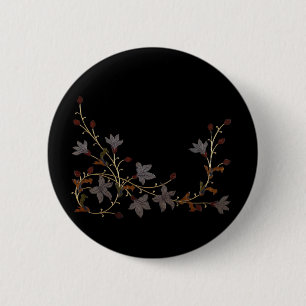 Art Deco Blumen auf Schwarz Button
