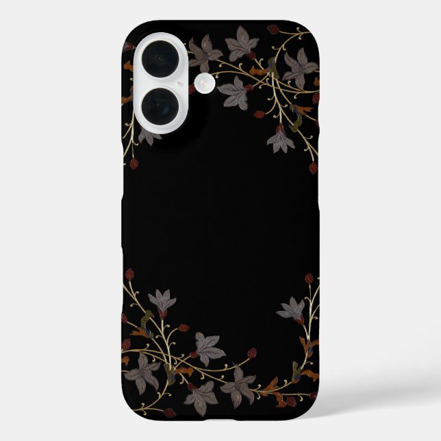 Art Deco Blumen auf Schwarz Case-Mate iPhone Hülle (Rückseite)
