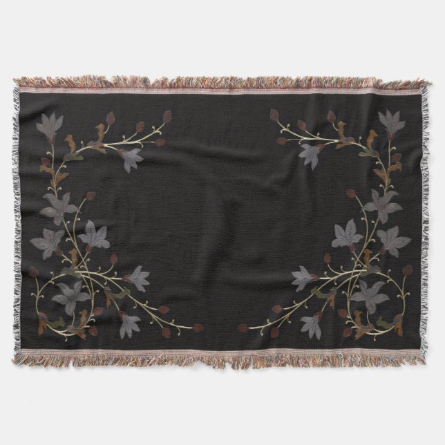 Art Deco Blumen auf Schwarz Decke (Vorderseite)