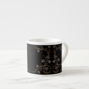 Art Deco Blumen auf Schwarz Espressotasse