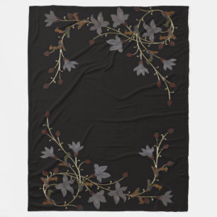 Art Deco Blumen auf Schwarz Fleecedecke