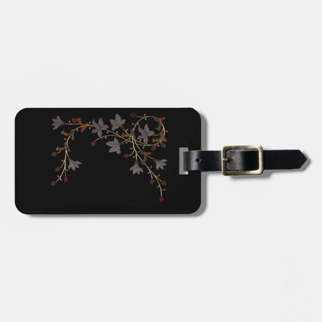 Art Deco Blumen auf Schwarz Gepäckanhänger (Vorderseite horizontal)