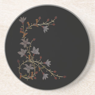 Art Deco Blumen auf Schwarz Getränkeuntersetzer