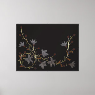 Art Deco Blumen auf Schwarz Leinwanddruck