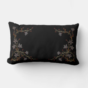 Art Deco Blumen auf Schwarz Lendenkissen