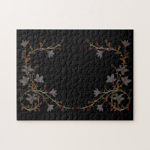 Art Deco Blumen auf Schwarz Puzzle