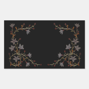 Art Deco Blumen auf Schwarz Rechteckiger Aufkleber