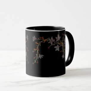Art Deco Blumen auf Schwarz Tasse