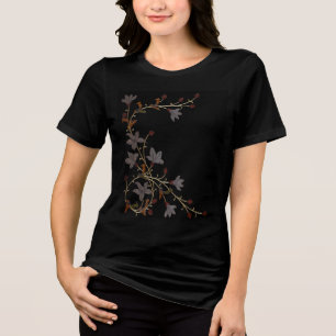 Art Deco Blumen auf Schwarz Tri-Blend Shirt