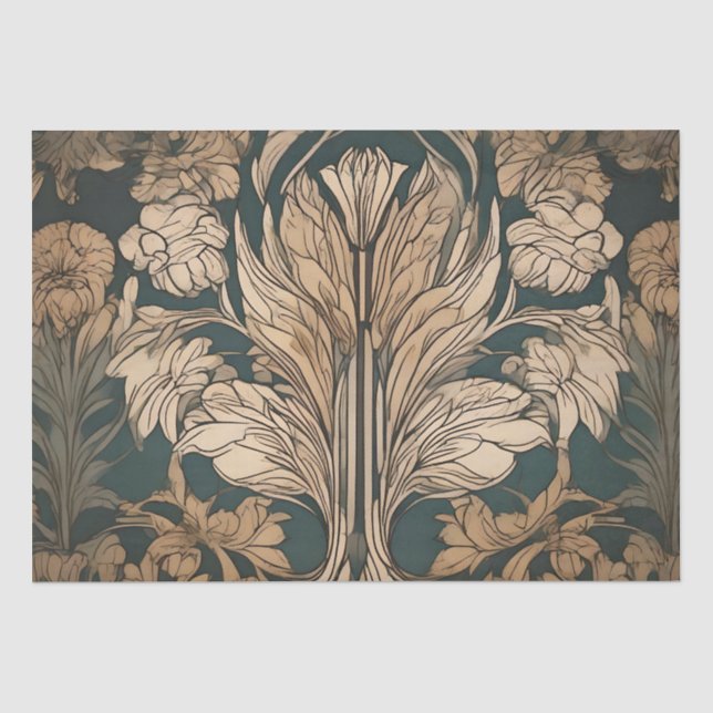 Art Deco Blumendesign Seidenpapier (Vorderseite)