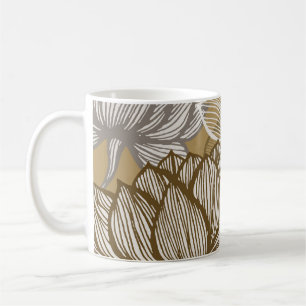 Art Deco-Blumenmuster. Blumen-Gold-Linienkunst. fl Kaffeetasse