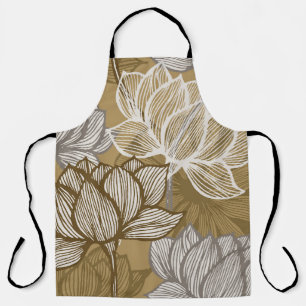 Art Deco-Blumenmuster. Blumen-Goldliniengestaltung Schürze