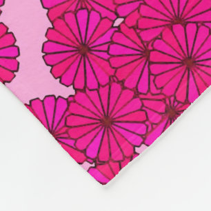 Art Deco Blumenmuster - magenta auf rosa Fleecedecke