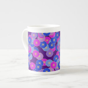 Art Deco Blumenmuster - violett, blau und purpur Prozellantasse