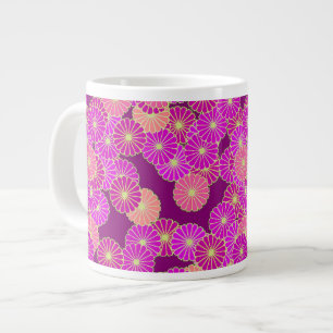 Art Deco Blumenmuster - violette, korallenrote Far Jumbo-Tasse