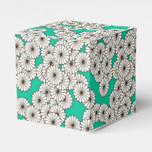 Art Deco-Blumenmuster - weiß auf Türkis Geschenkschachtel