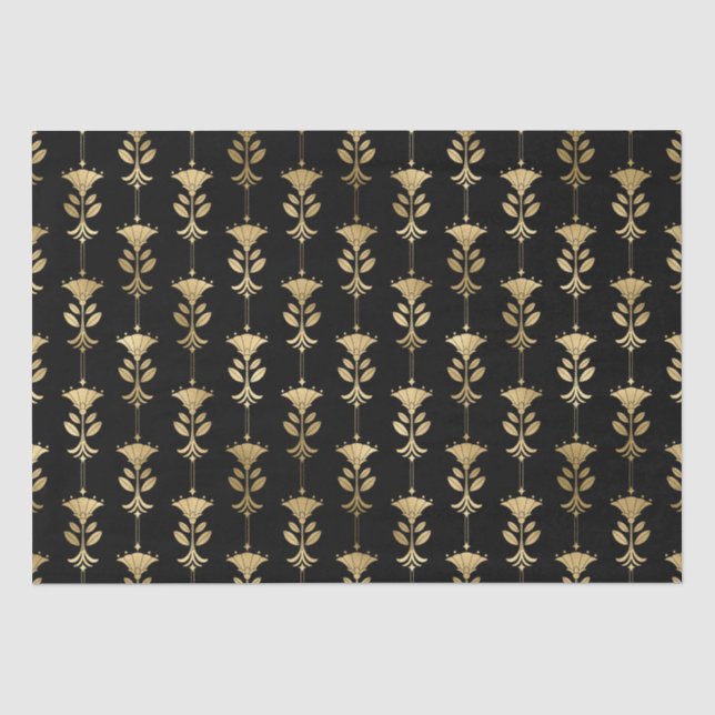 Art Deco Blumensäulen-Musterdesign Seidenpapier (Vorderseite)
