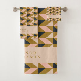 Art Deco Blush Gold Black Wedding Custom Badhandtuch Set