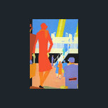 Art Deco Boarding - L Leinwanddruck<br><div class="desc">Vintage Kunst Deko Seefahrerplakat zeigt an der Anlegestelle Boarding eines Schiffes.</div>