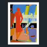 Art Deco Boarding Poster<br><div class="desc">Vintage art deco ocean liner poster showing dockside boarding of a ship.</div>