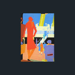 Art Deco Boarding - XL Leinwanddruck<br><div class="desc">Vintage Kunst Deko Seefahrerplakat zeigt an der Anlegestelle Boarding eines Schiffes.</div>