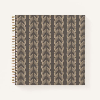 Art Deco Bögen in Champagner auf warmer Holzkohle Notizbuch