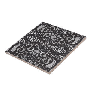 Art Deco Bohemisch Chic florale Gotische schwarze Fliese